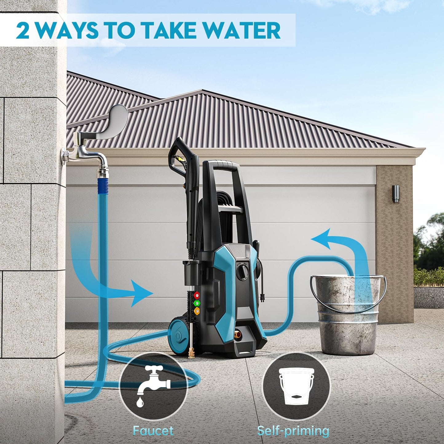 Electric Pressure Washer, 4000PSI High Pressure Washer with 23ft Outlet Hose & 4 Quick Nozzles, 2.6GPM Power Washer with Soap Cannon, Great for Cleaning Car, Siding, Driveways, Fencing