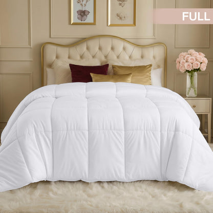 Utopia Bedding Comforters Full Size, All Season Duvet Insert, Down Alternative Box Stitched Bed Comforter with Corner Tabs, Machine Washable (White)