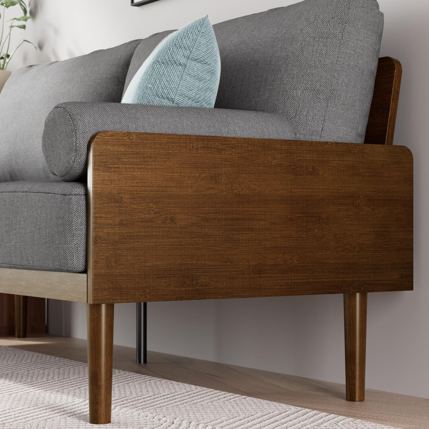 Zinus 68 Inch Sofa - Denzel Bamboo Sofa - Affordable Couch for Living Room, Office, and Play Room, with Sustainable Bamboo and Durable Steel, Easy Assembly, Dark Grey