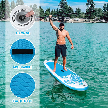 FEATH-R-LITE Stand Up Paddle Board 10'6''x33''x6'' Ultra-Light ISUP with Inflatable Paddleboard Accessories,Three Fins,Adjustable Paddle, Pump,Backpack, Leash, Waterproof Phone Bag