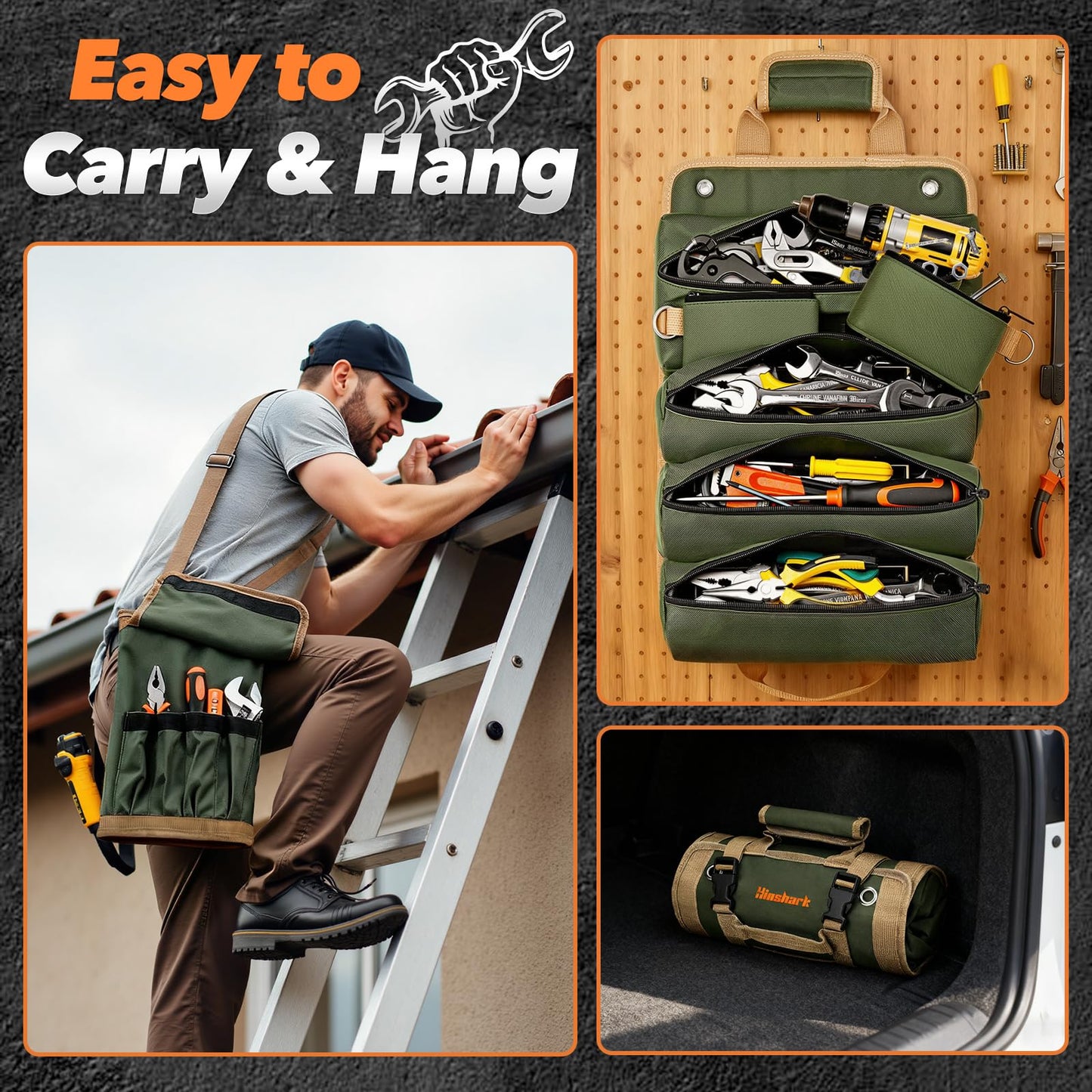 Gifts for Men Roll Up Tool Bag, Anniversary Birthday Gifts, Tools Storage