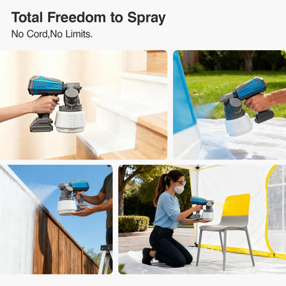 Tilswall Cordless Paint Sprayer with 90000RPM Brushless Motor, Spray Paint Gun Compatible with Dewalt 20V Battery(No Battery), 1300ml Easy Side-Fill Container & 3 Patterns, Ideal for House Painting