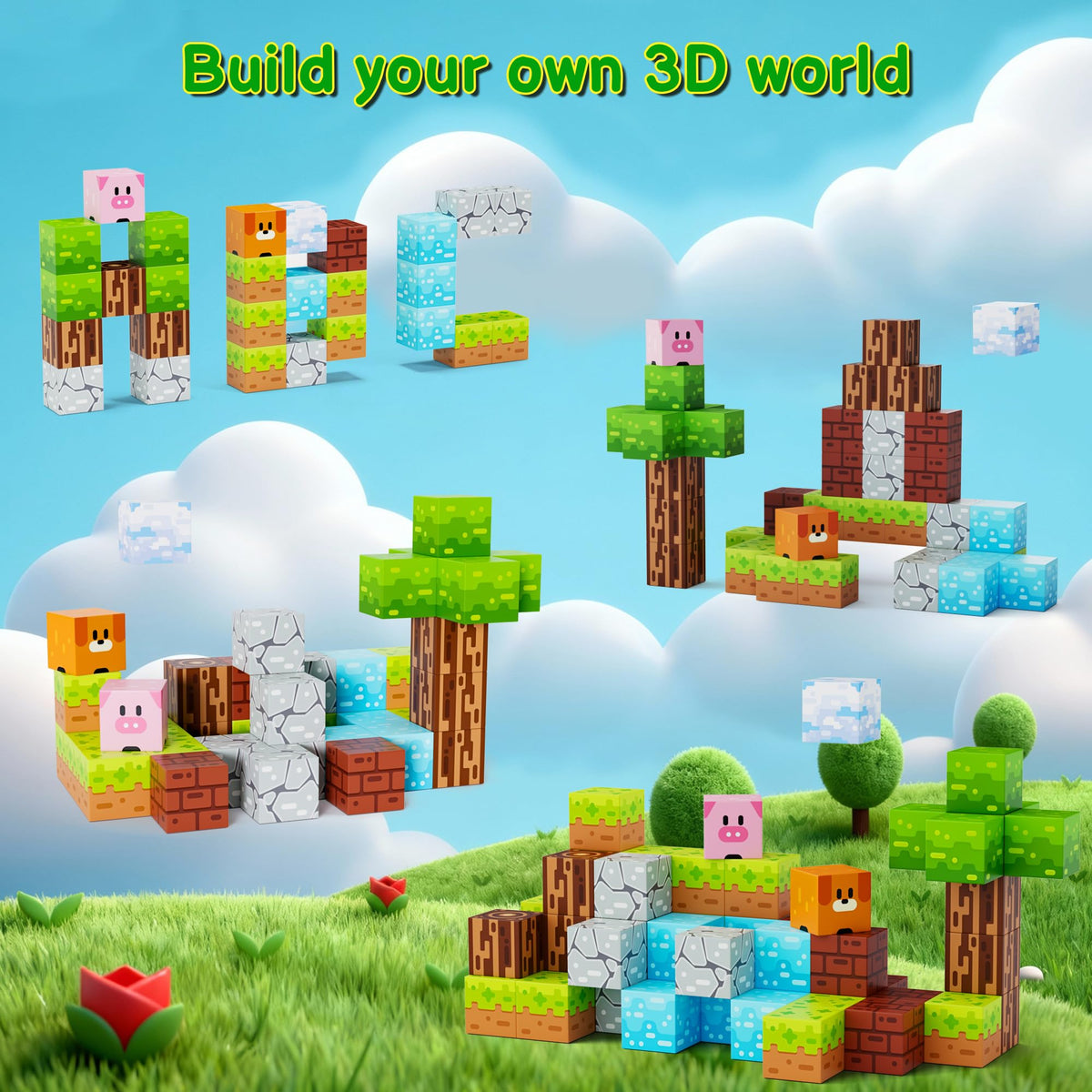 Magnetic Blocks Magnetic Building Blocks Cubes - 35PCS Tin Box Magnet Toys Travel Set STEM Educational for Kids Ages 4-8, 6-8, 8-12 Year Old Boys and Girls Birthday Christmas