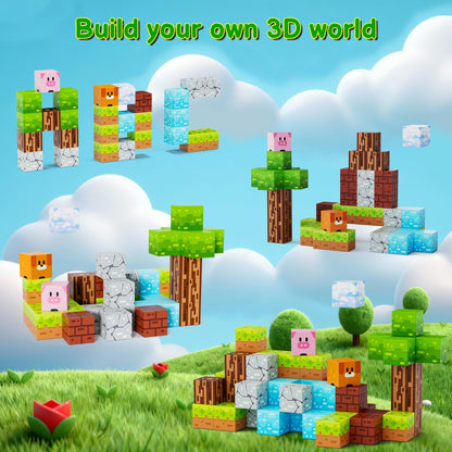Magnetic Blocks Magnetic Building Blocks Cubes - 35PCS Tin Box Magnet Toys Travel Set STEM Educational for Kids Ages 4-8, 6-8, 8-12 Year Old Boys and Girls Birthday Christmas
