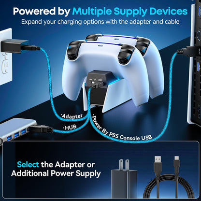 PS5 Controller Charger, OIVO PS5 Charging Station for Dualsense Controller, PS5 Controller Charger Station with Fast Charging AC Adapter, PS5 Charger for PlayStation 5 Dual Controller
