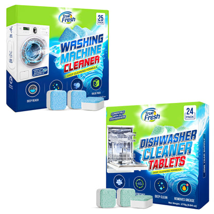 Dishwasher and Washing Machine Cleaner Tablets - 48 Pack Bundle, Deodorizer and Descaler Dishwasher Tablets for Deep Cleaning, Washer Cleaner, 12-Month Supply