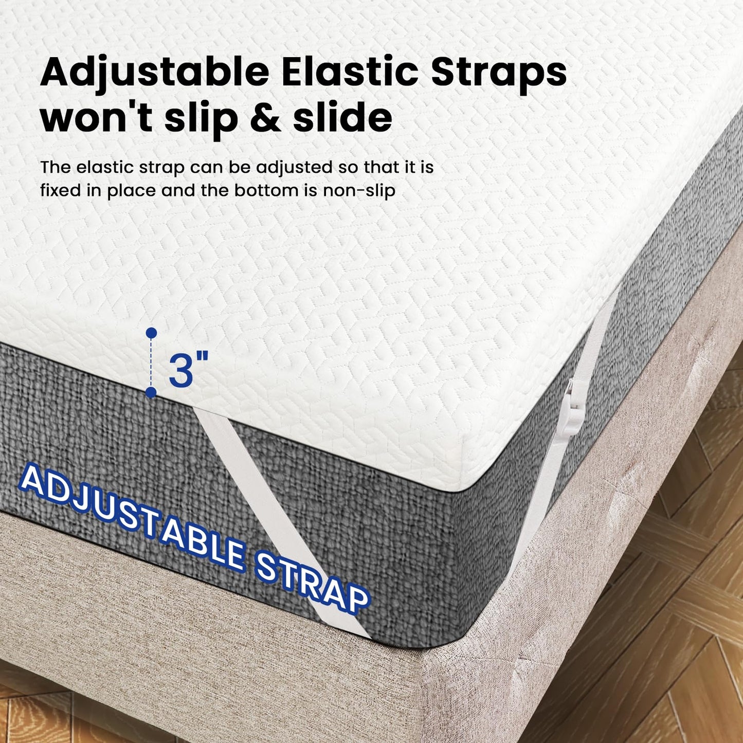 Czpalo 3 Inch Gel Memory Foam Mattress Topper King, Cooling Mattress Topper with Removable & Washable Cover, CertiPUR-US Certified
