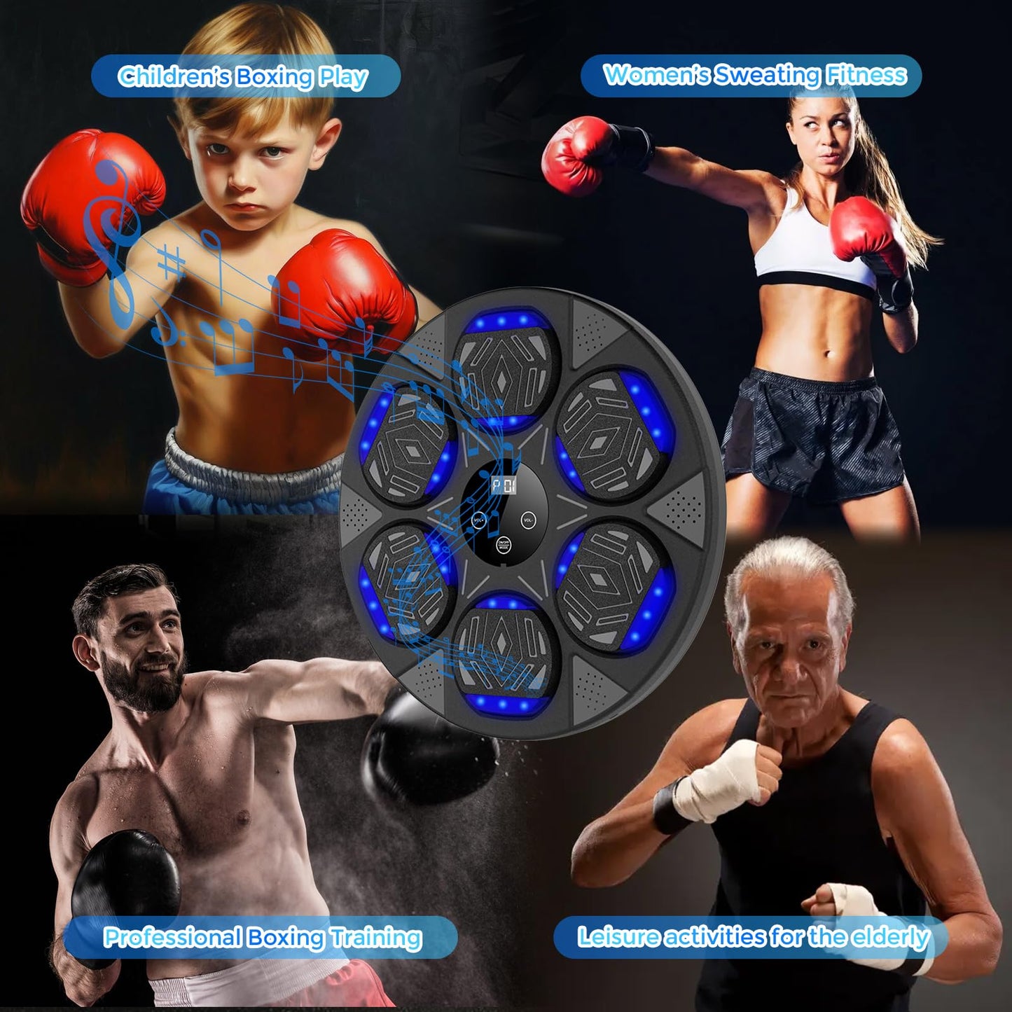 2025 Upgraded Music Boxing Machine for Adults & Kids - Wall-Mounted Smart Punching Target with Boxing Gloves, Home Gym & Office Training Equipment (Latest Model),Charcoal Gray
