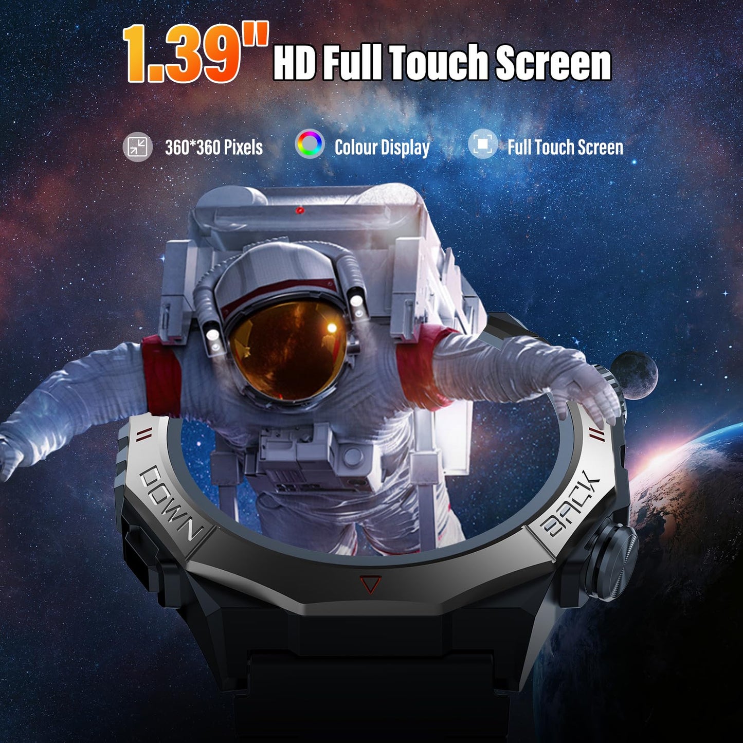 Military Smart Watches for Men with Bluetooth Call, 1.39"HD Tactical Fitness Watch, 24/7 Heart Rate Sleep Monitor, Smart Watch for Men 110+ Sport Modes,30Day,IP68 Waterproof Smartwatch for Android iOS