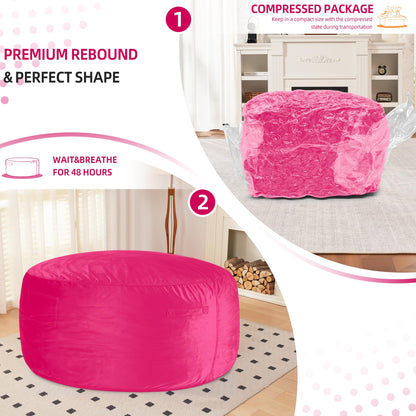 HABUTWAY 3FT Bean Bag Chair, Bean Bag Chair Adult with Velvet Cover,Beanbag Chair with Filler，Giant Bean Bag Chairs for Dorm Room, Living Room, Pink