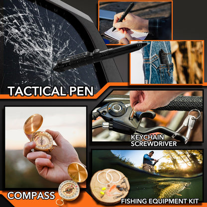 Dusor 19 in 1 Survival Kit Gifts for Men, Father' s Day Gifts from Daughter Son, Hunting Fishing Gift for Dad Husband, Fishing Gear and Equipment, Camping Essentials, Gift for Men Who Have Everything