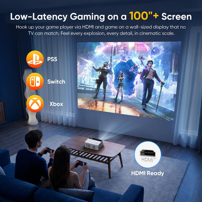 TMY Smart Projector 4K【Bundled with Google TV 14.0】 Mini Projectors Compatible with Netflix, Portable Projecteur with Electric Focus & Keystone, Home Projecteur WiFi6 & Bluetooth for Indoor & Outdoor