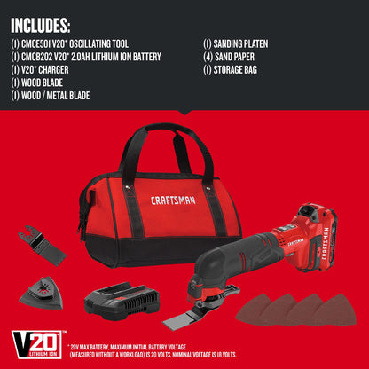 CRAFTSMAN® V20* Cordless Oscillating Tool Kit (CMCE501D1)