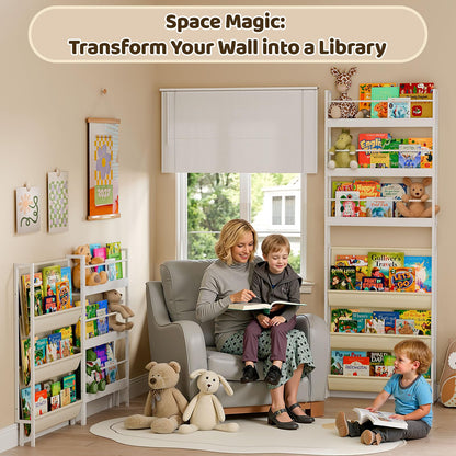 HAVLOTII Kids Bookshelf - 6-Tier Wall Mounted Book Shelf for Kids Rooms, Modern Style, Childrens Bookcases