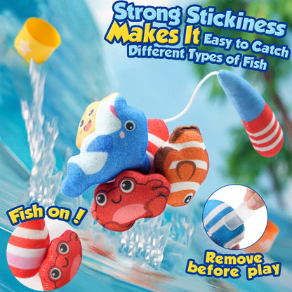 ZOOI 24PCS Cloth Fishing Game, Montessori Toys Gifts for Toddlers Ages 1-3
