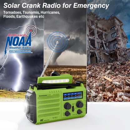 Emergency Radio 5000mAh Solar Hand Crank AM/FM/SW, Flashlight and SOS Alarm