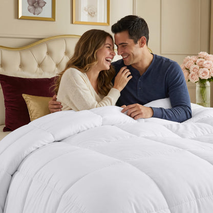 Utopia Bedding Comforters Full Size, All Season Duvet Insert, Down Alternative Box Stitched Bed Comforter with Corner Tabs, Machine Washable (White)