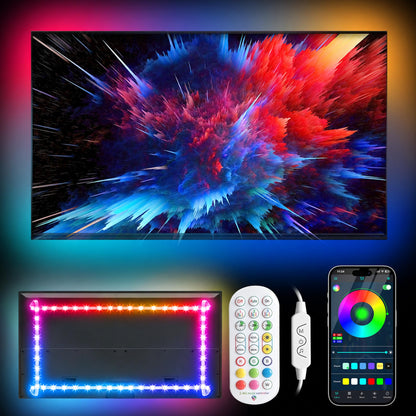 Daymeet RGBIC LED Backlight Strip, 13.1ft for 45-60inch TV/Monitor, USB Powered, Music Sync, Bluetooth App and Remote Control