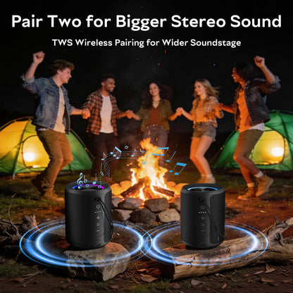 DUDGSIS Portable Bluetooth Speaker Wireless, IPX7 Waterproof Dustproof Mini Speakers, 20W Loud Bass Stereo, 15H Playtime, BT5.3 & TWS, RGB Light, for Outdoor/Shower/Home/Party, Stocking Stuffers