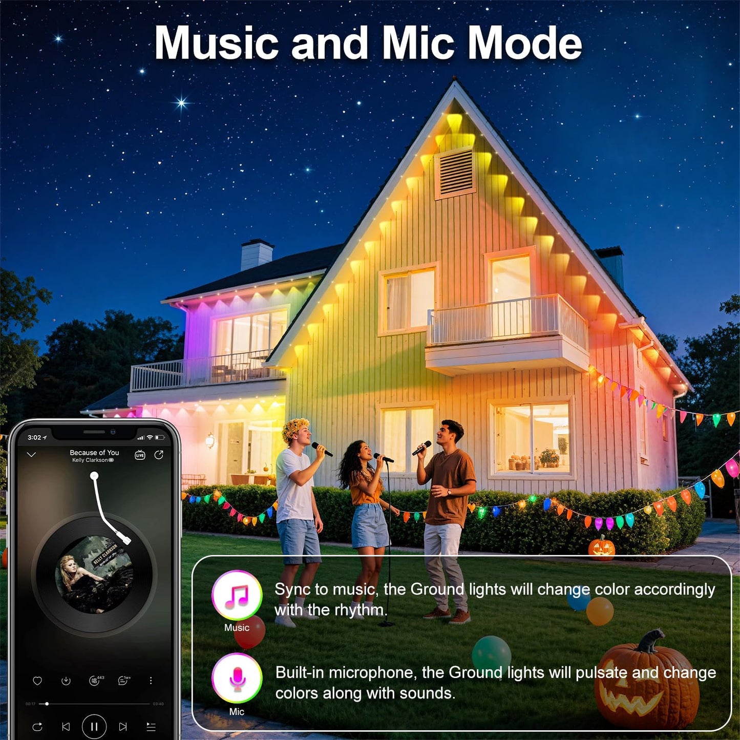 100FT/30M Permanent Outdoor RGB Lights - IP67 Waterproof with Smart App Control Remote,DIY Scene Modes, Music Synchronization,Eaves Lights for Garden Decor,Deck,Christmas