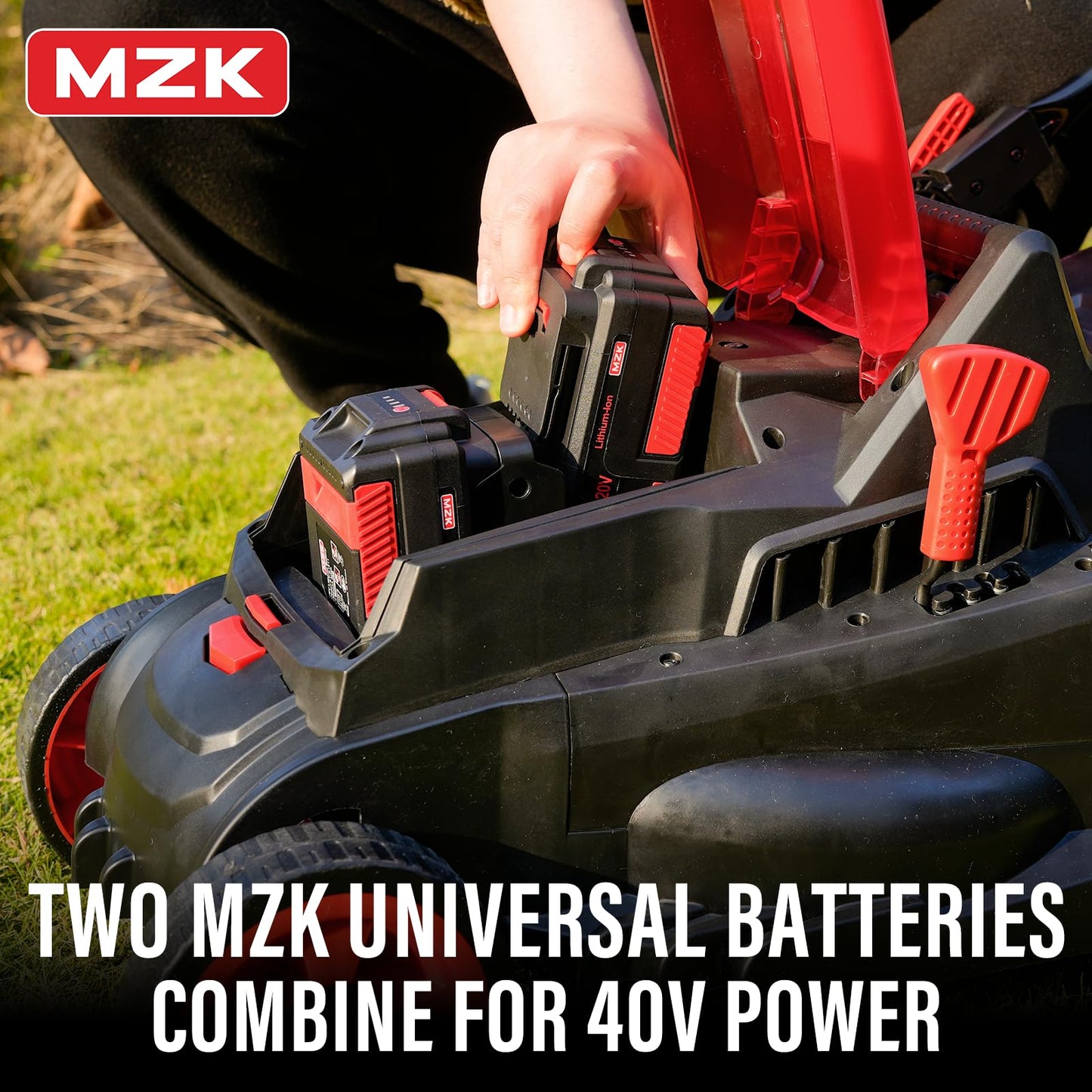 MZK 40V(2 x 20V) 13”Cordless Electric Lawn Mower,with 4-Position Height Adjustment,Compact and Lightweight Push Battery Powered Lawn Mower (LM13CA08)