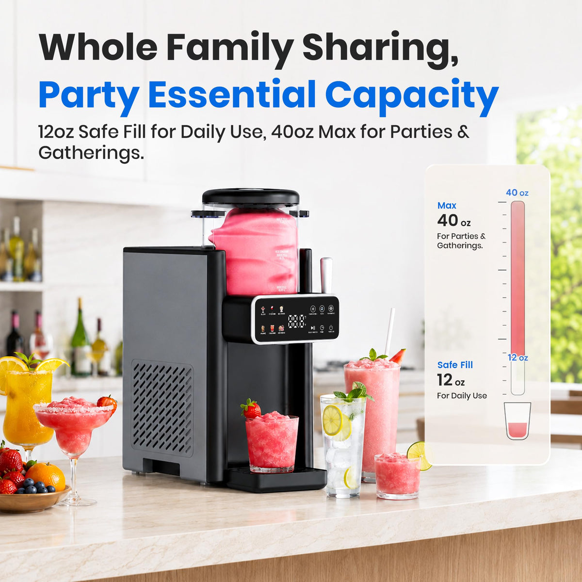 SiroSage Slushie Machine for Home, No Ice Needed Ice Cream Maker, Black