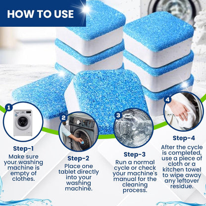Dishwasher and Washing Machine Cleaner Tablets - 48 Pack Bundle, Deodorizer and Descaler Dishwasher Tablets for Deep Cleaning, Washer Cleaner, 12-Month Supply