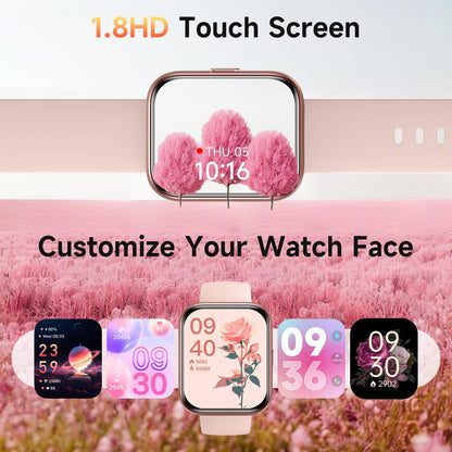 Quican Smart Watch for Women (Android/iPhone), 1.8" UHD Alexa Smart Women Watch with Calls/Messages, 3ATM 120+ Sport Modes Fitness Tracker Watch with SpO2/Heart Rate Monitor, Sleep/Activity Tracker