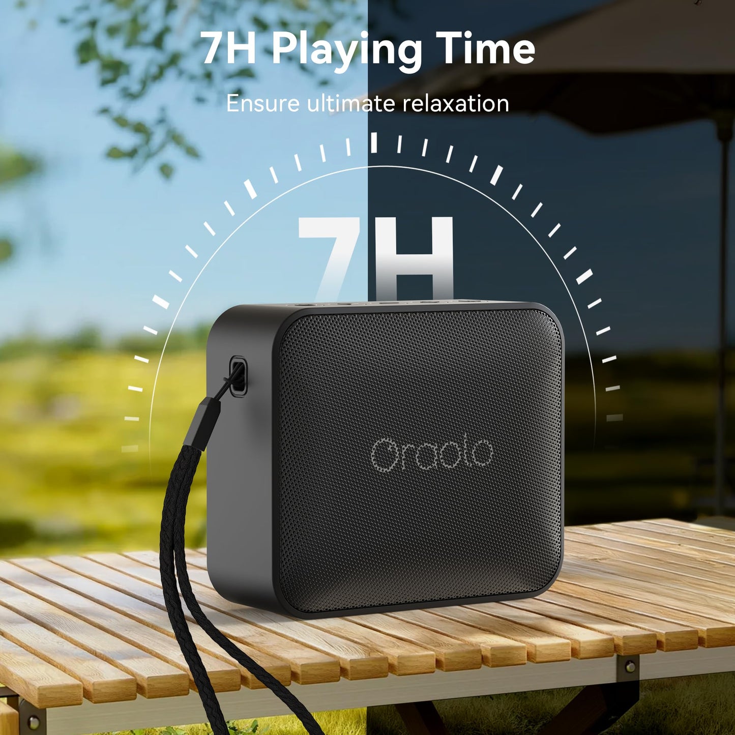 Oraolo Bluetooth Speaker, IPX7 Waterproof Portable Bluetooth Speaker with Stereo Sound, Bluetooth 5.0, TWS Pairing, Support AUX/TF Card, Small Wireless Speaker for Home, Shower, Outdoors, Travel
