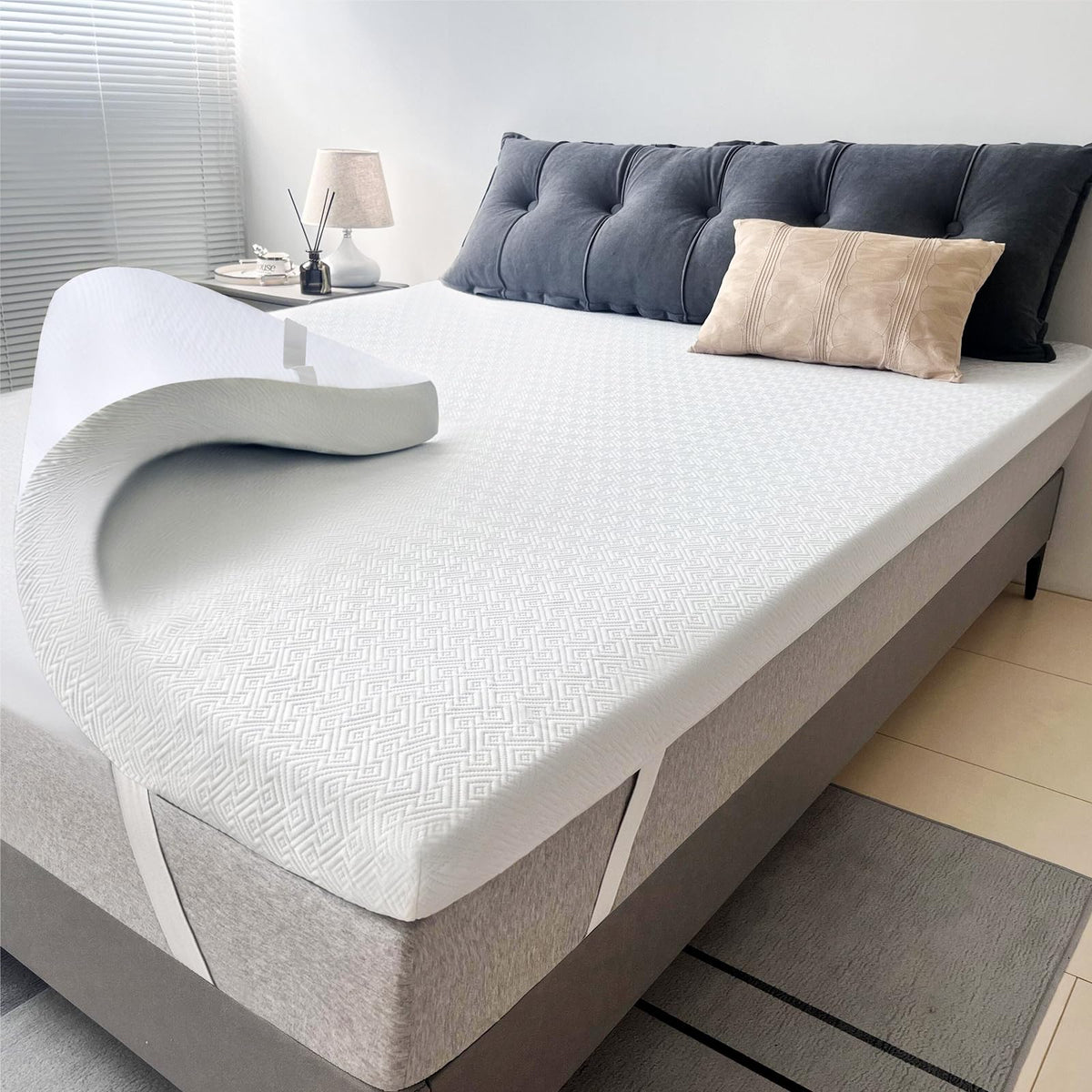 Airensky 2 Inch Memory Foam Mattress Topper, Cooling Gel Infused High Density Full (45"x75") Topper with Removable Skin-Friendly Cover, Bed Topper for Pressure Relief Back Pain, CertiPUR-US Certified