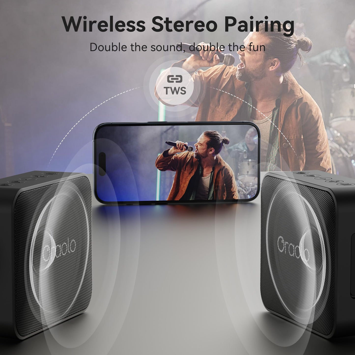 Oraolo Bluetooth Speaker, IPX7 Waterproof Portable Bluetooth Speaker with Stereo Sound, Bluetooth 5.0, TWS Pairing, Support AUX/TF Card, Small Wireless Speaker for Home, Shower, Outdoors, Travel