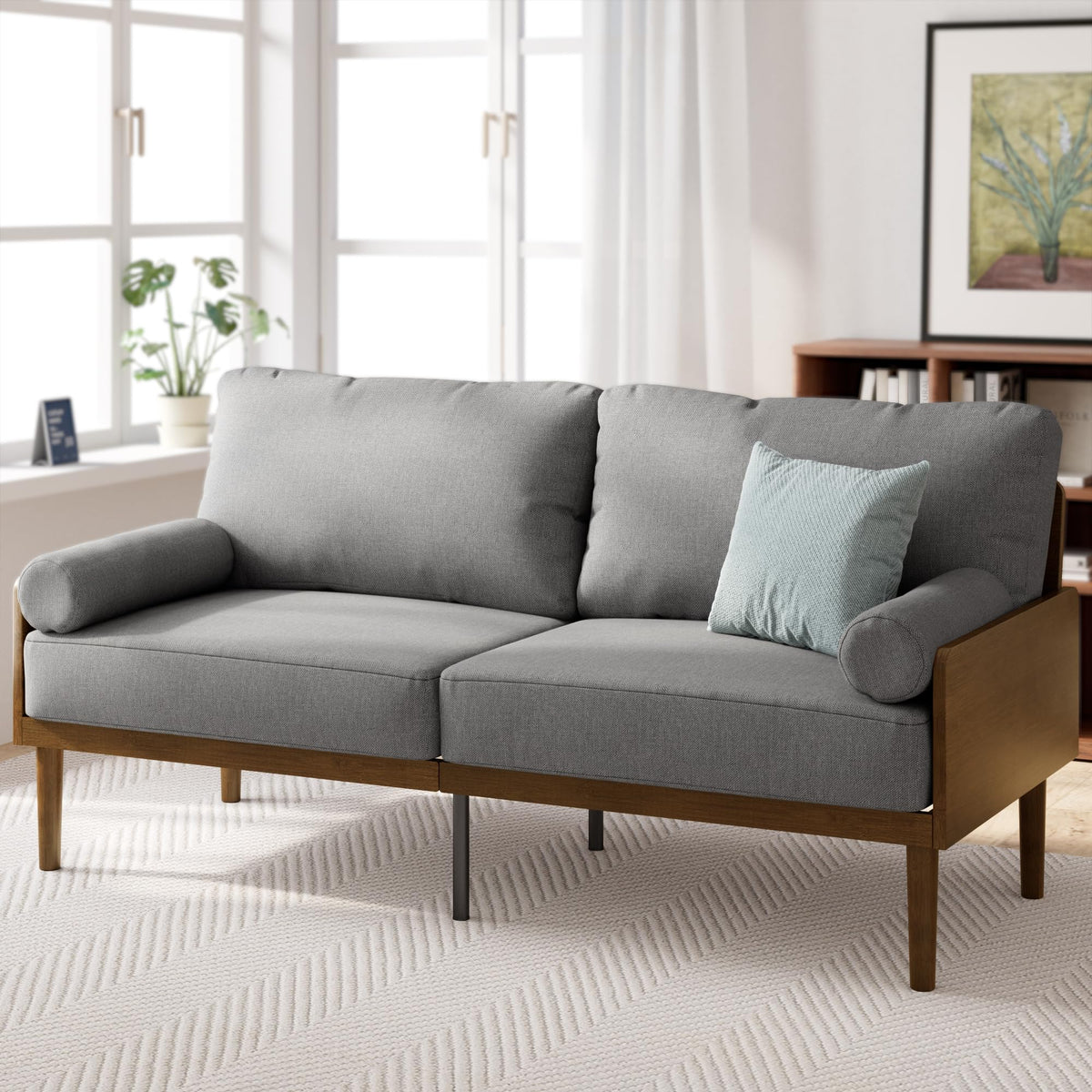 Zinus 68 Inch Sofa - Denzel Bamboo Sofa - Affordable Couch for Living Room, Office, and Play Room, with Sustainable Bamboo and Durable Steel, Easy Assembly, Dark Grey