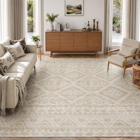Beige Area Rug 5x7 Moroccan Carpet Rugs for Living Room Bedroom-Carpet Machine Washable Rugs for Bedroom Dining Room Living Room Rug