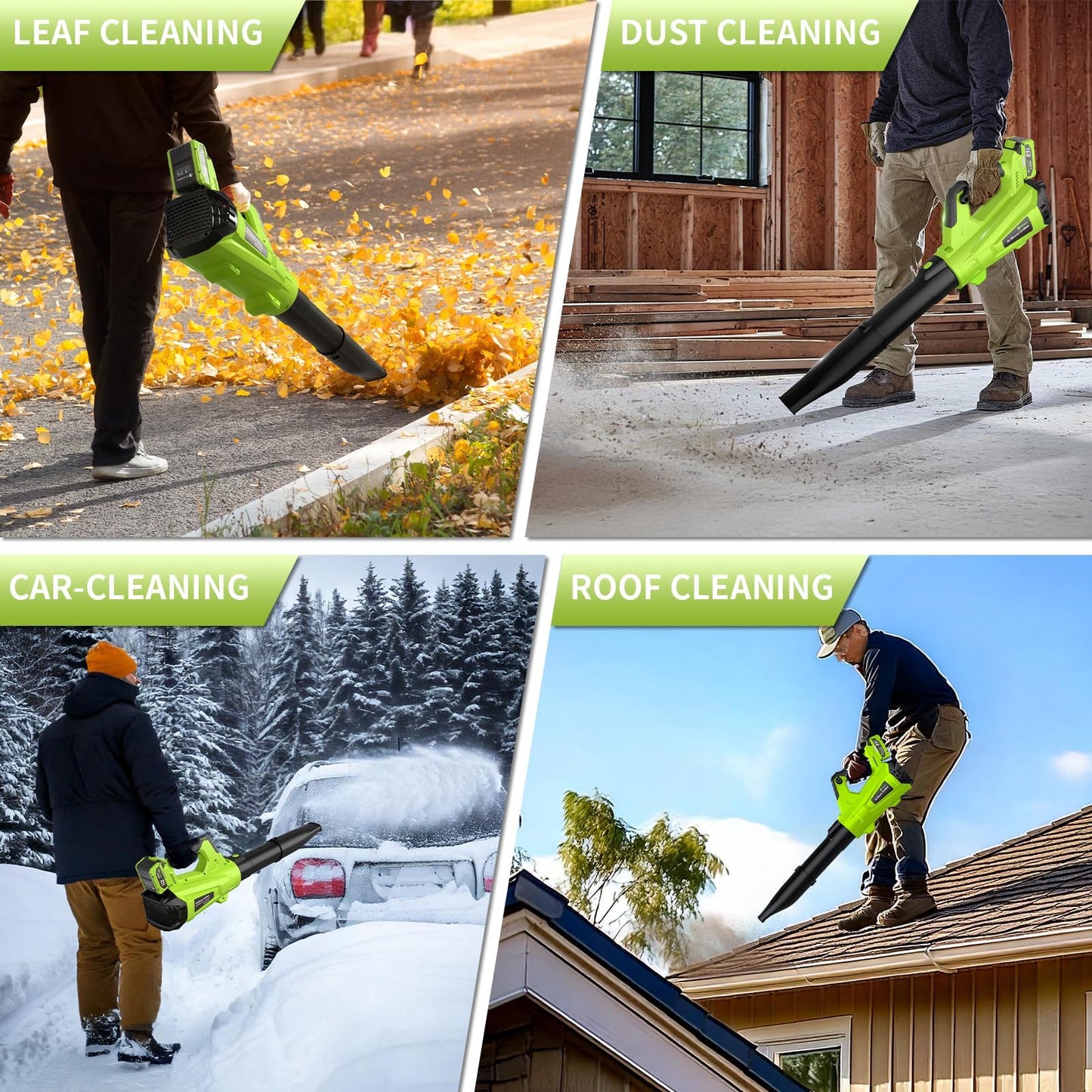 GREENER 21V Leaf Blower Cordless - 600CFM/160MPH Turbo Mode Electric Leaf Blower with 2 X 5.0Ah Battery and Fast Charger Included, Blowing Leaves and Dust, Patio Cleaning