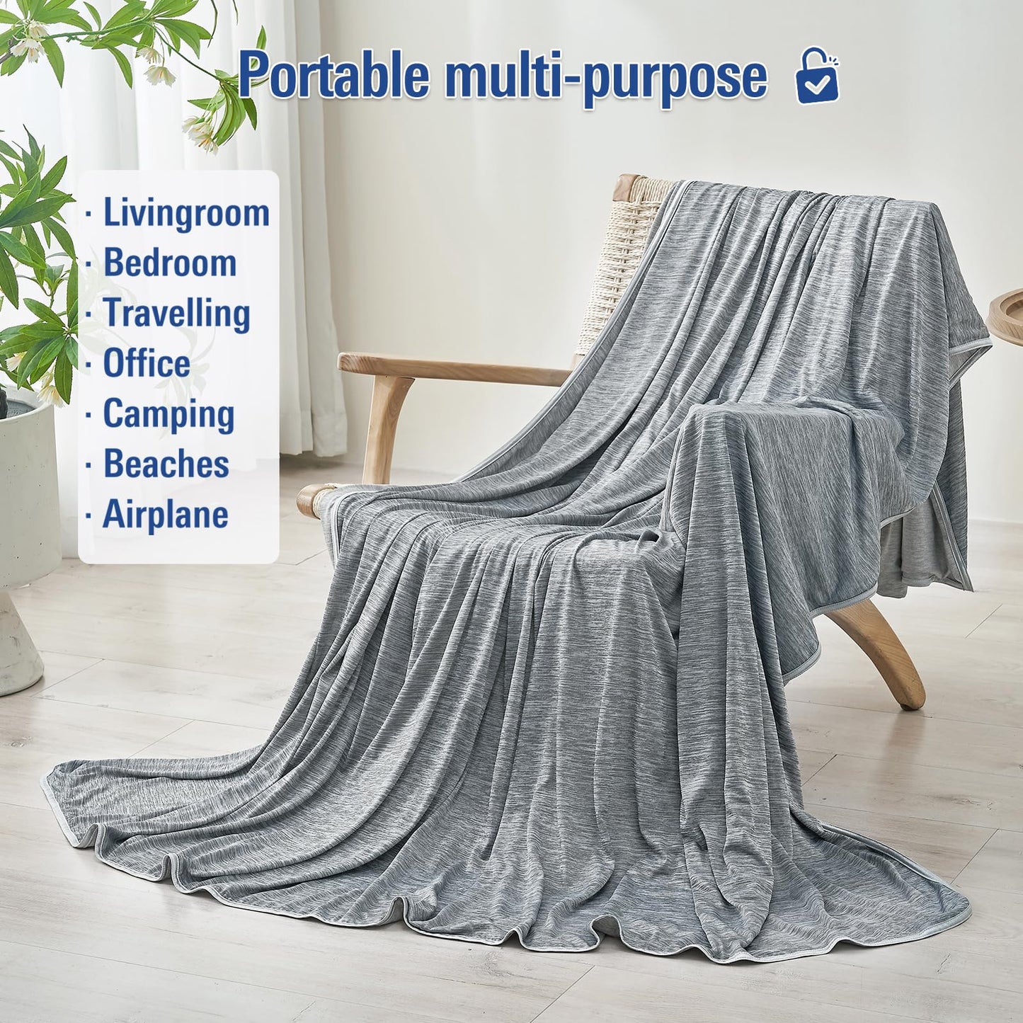 Cooling Blanket Queen Size, Lightweight & Breathable Summer Blanket for Hot Sleepers & Night Sweats, Double-Sided Cooling Design (Q-Max > 0.5), Soft Cooling Blanket for Bed, 79" x 86"