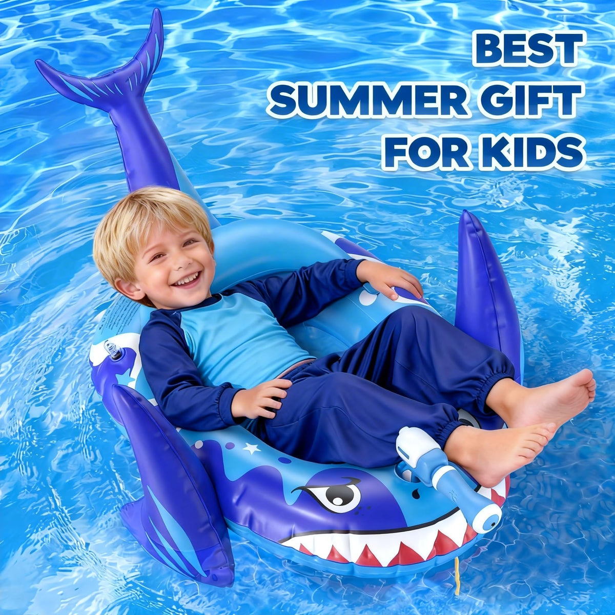 AZDYJL Pool Floaties for Kids with Water Gun, Toddler Inflatable Pool Toys