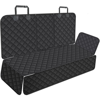 Portin Dog Car Seat Covers Pet Seat Cover, Waterproof Nonslip Bench Rear Seat Cover Compatible for Middle Seat Belt Fits Most Cars Trucks and SUVs MPVs (Black-Large Size, 60in Wide)