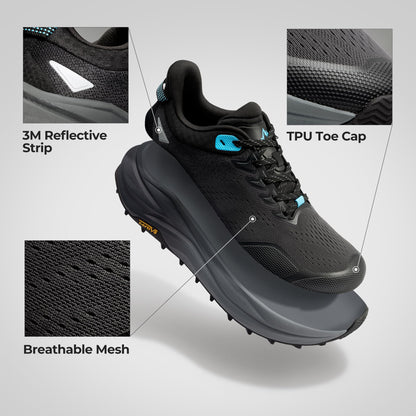 NORTIV 8 Men's Wide Toe Box Trail Running Shoes Cushioned Walking Barefoot Workout Cross Training Gym Shoe Casual Sneakers Whitney,Size 9,Black,SNRS25001M