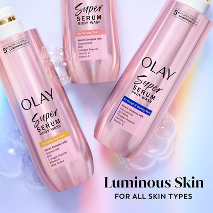 Olay Super Serum Body Wash for Extra Dry Skin, Serum Complex for Luminous Skin, 547 mL
