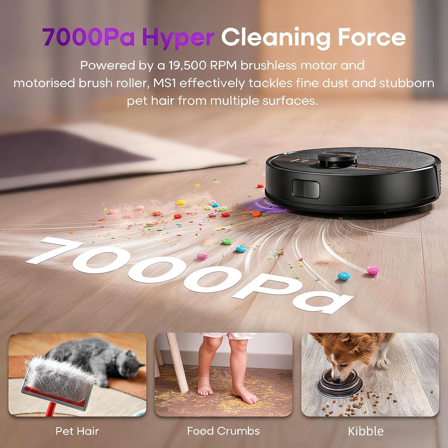 MONSGA Robot Vacuums and Mop, 7000Pa Robotic Vacuum with Lidar Navigation, 180mins Runtime, Tangle-Free Robot Mop, 5 Editable Maps, APP/Remote Control, Ideal for Hard Floors and Carpets