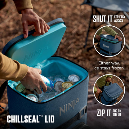 Ninja FrostVault™ Go 36-Can Backpack Cooler, Dry Storage, Lakeshore Blue