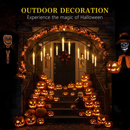 Halloween Decorations, 12PCS Floating Candles with Magic Wand Remote, Battery Operated Flameless LED Candles Halloween Decor for Halloween Spooky Theme Indoor Outdoor Décoration, Warm Light