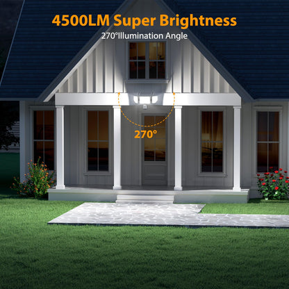 Onforu 4500LM Solar Lights Outdoor, 3 Heads Security Lights with Remote Control, IP65 Waterproof Motion Sensor Lights, 3 Modes Flood Lights for Wall, Porch, Yard, Outside (2, Black)