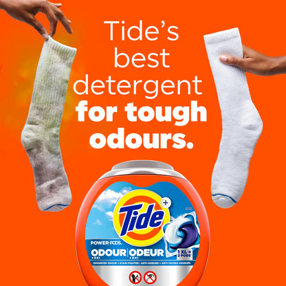 Tide Odour + Oxi Laundry Detergent Pacs, Original Scent, Advanced Odour + Stain Fighter, laudry soap washing detergent pacs, 25 Count