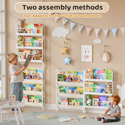 HAVLOTII Kids Bookshelf - 6-Tier Wall Mounted Book Shelf for Kids Rooms, Modern Style, Childrens Bookcases