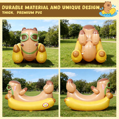 Skirfy 72" Inflatable Swimming Pool Float for Kids with Sprinkler for Yards, 3-in-1 Summer Water Toys Large Pool Raft Outdoor Party Toys
