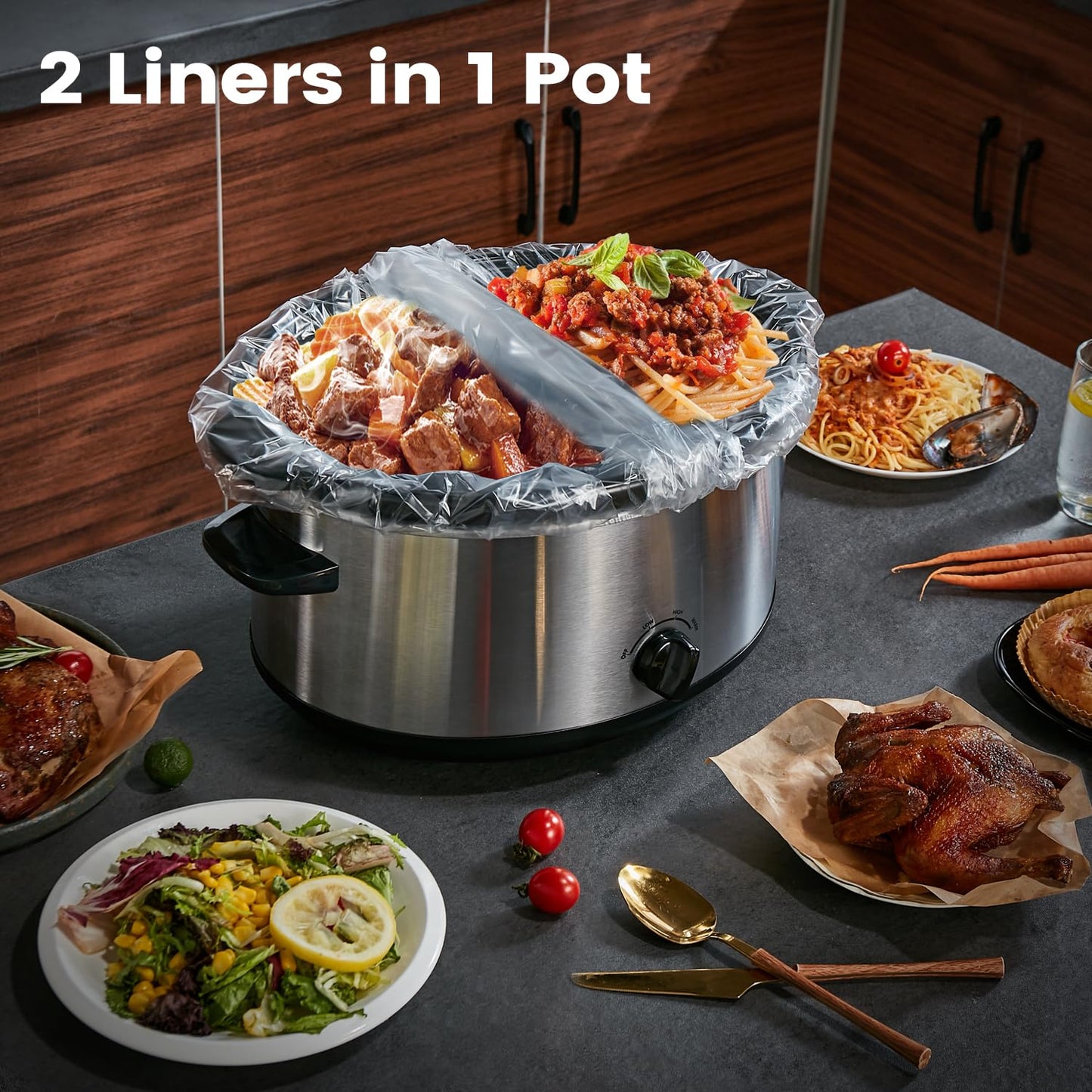 Slow Cooker Liners, Hotensil 13"x 21" 10 Count Cooking Bags Large Size Disposable Pot Liners, Fit 3QT to 8.5QT for Slow Cooker Cooking Trays, Multi-Purpose Durable Liners Plastic Bags, BPA Free