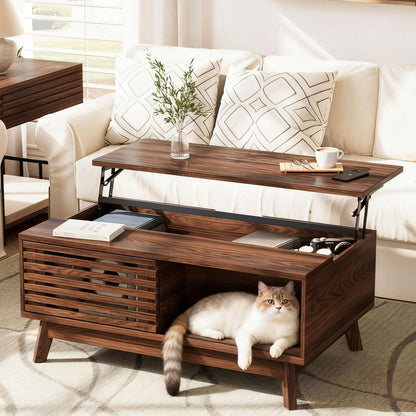 HAIOOU Lift Top Coffee Table with Storage for Living Room 35.4" Walnut