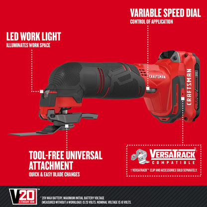 CRAFTSMAN® V20* Cordless Oscillating Tool Kit (CMCE501D1)