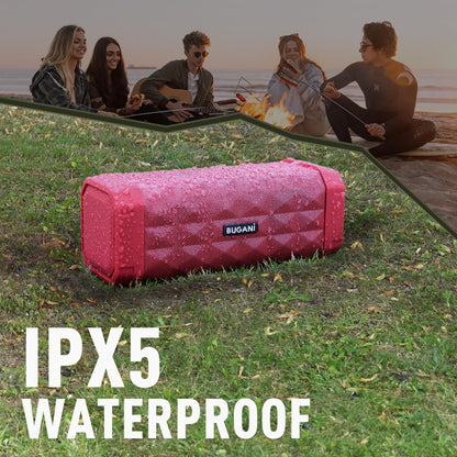 Bluetooth Speaker BUGANI Speaker Wireless, Louder Volume, Stereo Sound, 24H Playtime, 100ft Wireless Range, IPX5 Waterproof, Hands Free Calls, Built-in Mic, Portable Speaker for Home, Outdoor, Red